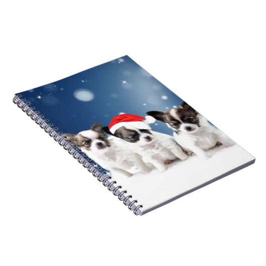 サンタハットクリスマスと可愛いチワホアパピス ノートブック (右側)