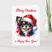 サンタハットクリスマスにチワホアドッグ カード (正面)