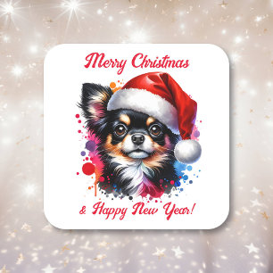サンタハットクリスマスにチワホアドッグ スクエアシール