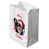 サンタハットクリスマスにチワホアドッグ ミディアムペーパーバッグ (正面アングル)