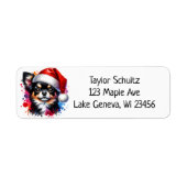 サンタハットクリスマスにチワホアドッグ ラベル (正面)