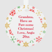 サンタハットクリスマスにパピロンパーソナライズされた犬 オーナメント (裏面)