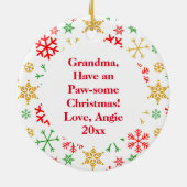 サンタハットクリスマスにパピロンパーソナライズされた犬 セラミックオーナメント (裏面)