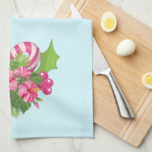 サンタハットクリスマスにピンクのフラミンゴお洒落 キッチンタオル (四つ折り)