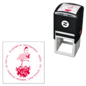 サンタハットクリスマスにピンクのフラミンゴお洒落 セルフインキングスタンプ (インサイチュ)
