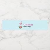 サンタハットクリスマスにピンクのフラミンゴお洒落 ペットボトルラベル (シングルラベル)