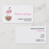 サンタハットクリスマスにピンクのフラミンゴお洒落 名刺 (正面/裏面)