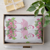 サンタハットクリスマスにピンクのフラミンゴお洒落 薄葉紙 (ギフト)