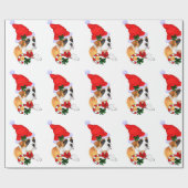 サンタハットクリスマスに出場したボクサー ラッピングペーパー (フラット)