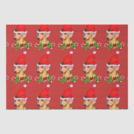 サンタハットクリスマスのダックスシュント 薄葉紙