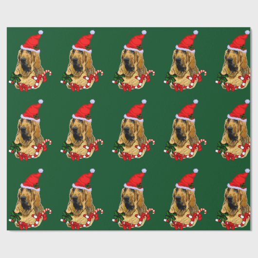 サンタハットクリスマスのブラッドハウンド ラッピングペーパー (フラット)