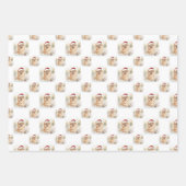 サンタハットクリスマスの水彩ポメラニア犬 ラッピングペーパーシート (正面2)