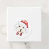 サンタハットクリスマスの水彩マルチーズ フェイバータグ (インサイチュ)