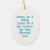 サンタハットクリスマスの漫画パーソナライズされた牛 セラミックオーナメント (裏面)