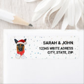 サンタハットクリスマスを持つドイツの羊飼い ラベル (インサイチュ)