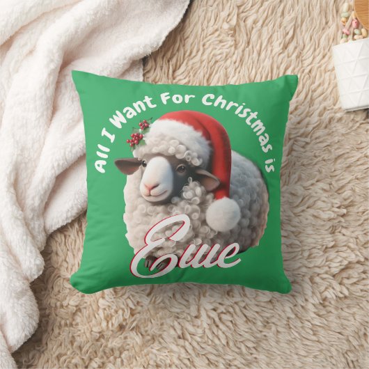 サンタハットクリスマスを着たかわいい羊 クッション (ブランケット)