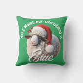 サンタハットクリスマスを着たかわいい羊 クッション (裏面)