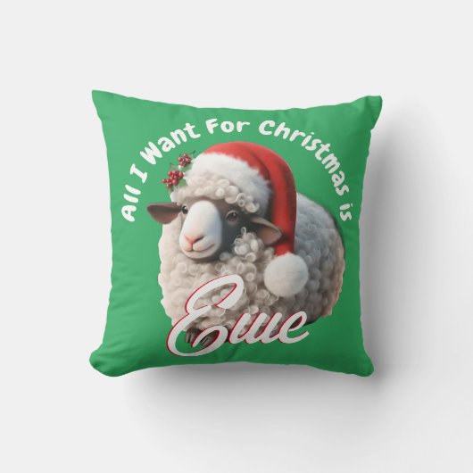 サンタハットクリスマスを着たかわいい羊 クッション (正面)