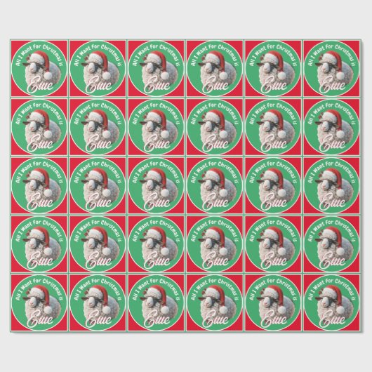 サンタハットクリスマスを着たかわいい羊 ラッピングペーパー (フラット)