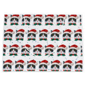 サンタハットクリスマスを迎えるかわいい黒猫 ラージペーパーバッグ (正面)