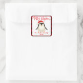 サンタハットクリスマスを飾った可愛いリトルペンギン スクエアシール (バッグ)