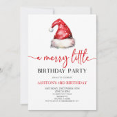 サンタハットクリスマスアメリーリトルバースデーパーティー 招待状 (正面)