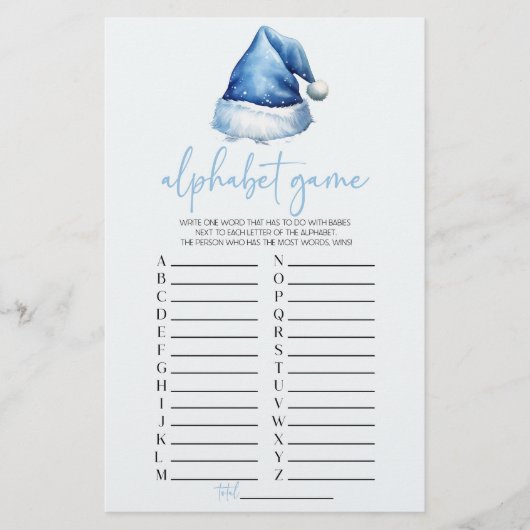 サンタハットクリスマスアルファベビーシャワーゲーム 便箋 (正面)