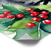 サンタハットクリスマスウォーターカラーアートの子猫 ポスター (角)