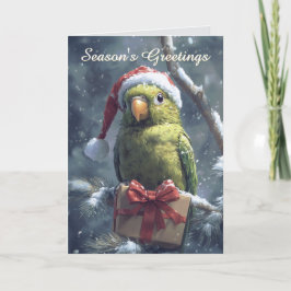 サンタハットクリスマスカードにオウム カード