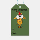 サンタハットクリスマスギフトタグで愛らしいキリン ギフトタグ (正面)
