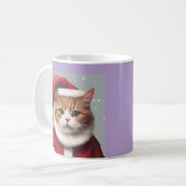 サンタハットクリスマスコーヒーマグ付き猫 コーヒーマグカップ (正面左)