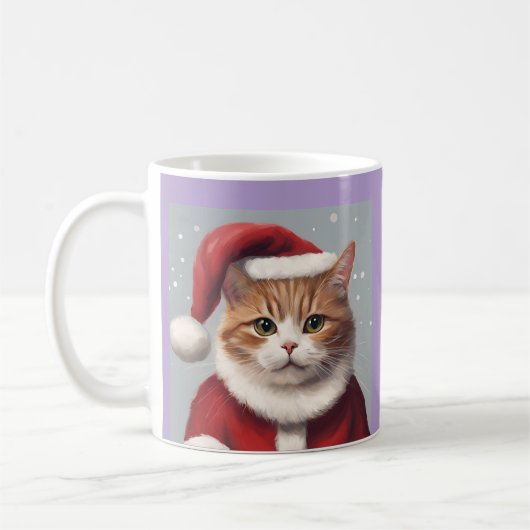 サンタハットクリスマスコーヒーマグ付き猫 コーヒーマグカップ (左)
