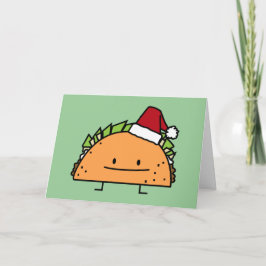 サンタハットクリスマスシェルミートサルサを着たタコ シーズンカード