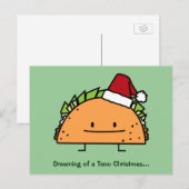 サンタハットクリスマスシェルミートサルサを着たタコ シーズンポストカード (正面/裏面)
