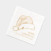 サンタハットクリスマススケッチイラストレーション 箔ナプキン (左)