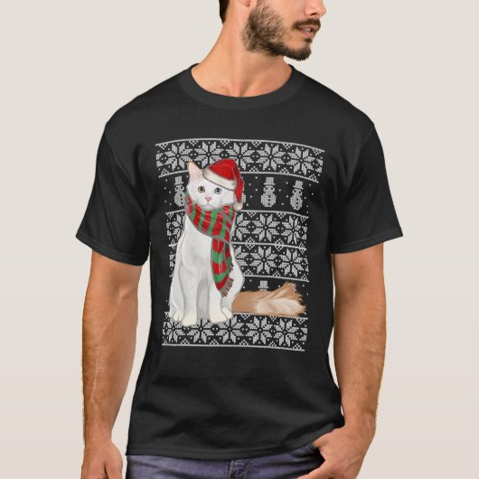 サンタハットクリスマスズトルコファンキャットブリークリスマス Tシャツ (正面)