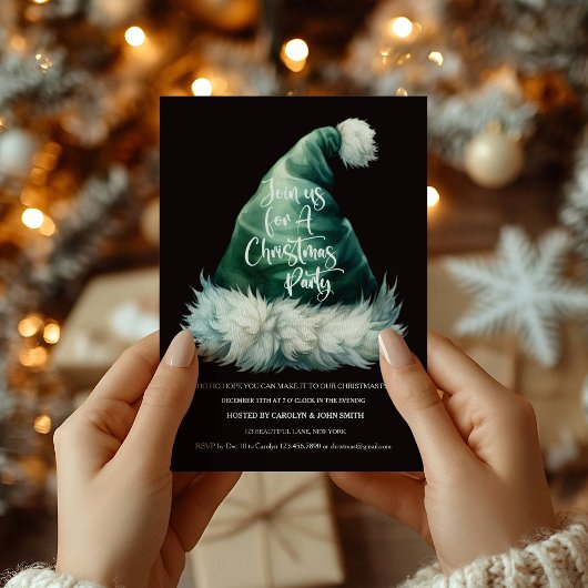 サンタハットクリスマスパーティの招待状テンプレート 招待状