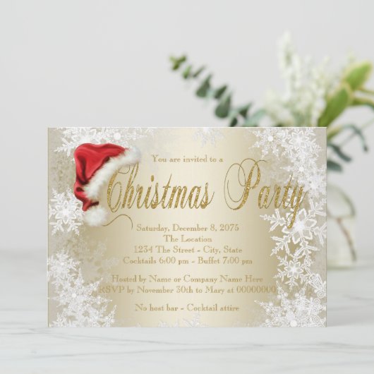 サンタハットクリスマスパーティの招待状 招待状 (スタンド正面)