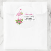 サンタハットクリスマスビズお洒落のピンクのフラミンゴ ラウンドシール (バッグ)