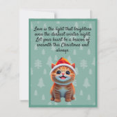 サンタハットクリスマスフラットカードにオレンジ色の子猫 シーズンカード (正面)