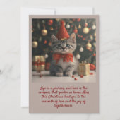 サンタハットクリスマスフラットホリデーカードで子猫 シーズンカード (正面)