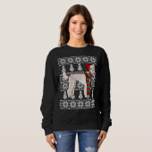 サンタハットクリスマスプードル醜いクリスマス スウェットシャツ (正面フル)