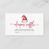 サンタハットクリスマスベビーシャワーおむつラッフル エンクロージャーカード (正面)