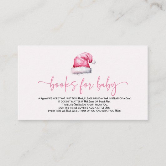 サンタハットクリスマスベビーシャワーブックベビー エンクロージャーカード (正面)