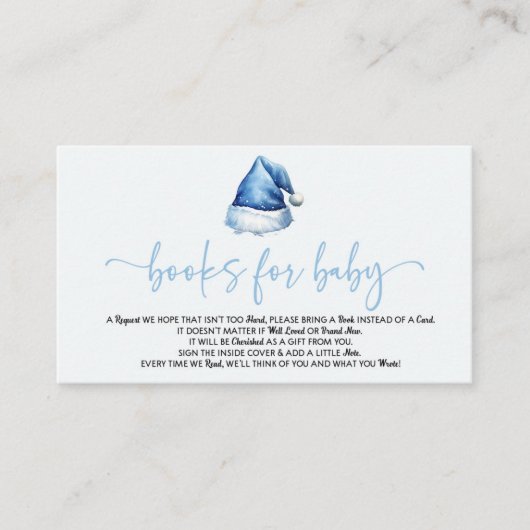 サンタハットクリスマスベビーシャワーブックベビー エンクロージャーカード (正面)