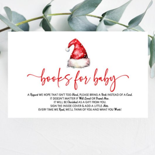 サンタハットクリスマスベビーシャワーブックベビー エンクロージャーカード