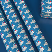 サンタハットクリスマスホリデーで可愛いサメ ラッピングペーパー