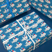 サンタハットクリスマスホリデーで可愛いサメ ラッピングペーパー