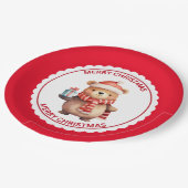 サンタハットクリスマスホリデーに可愛いテディベア ペーパープレート (アングル)