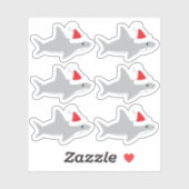 サンタハットクリスマスホリデーアニメの可愛いサメ シール (シート)